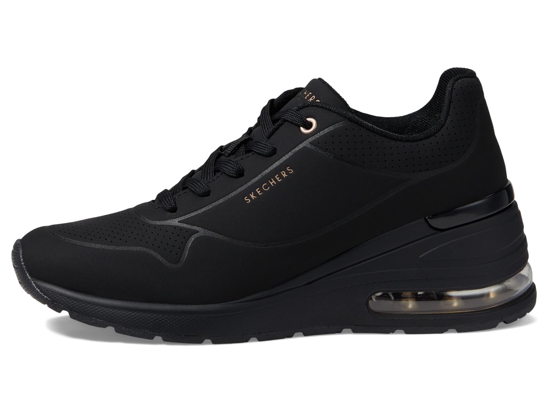 Skechers Women's Million Elevated Air Sneaker, Black, 7