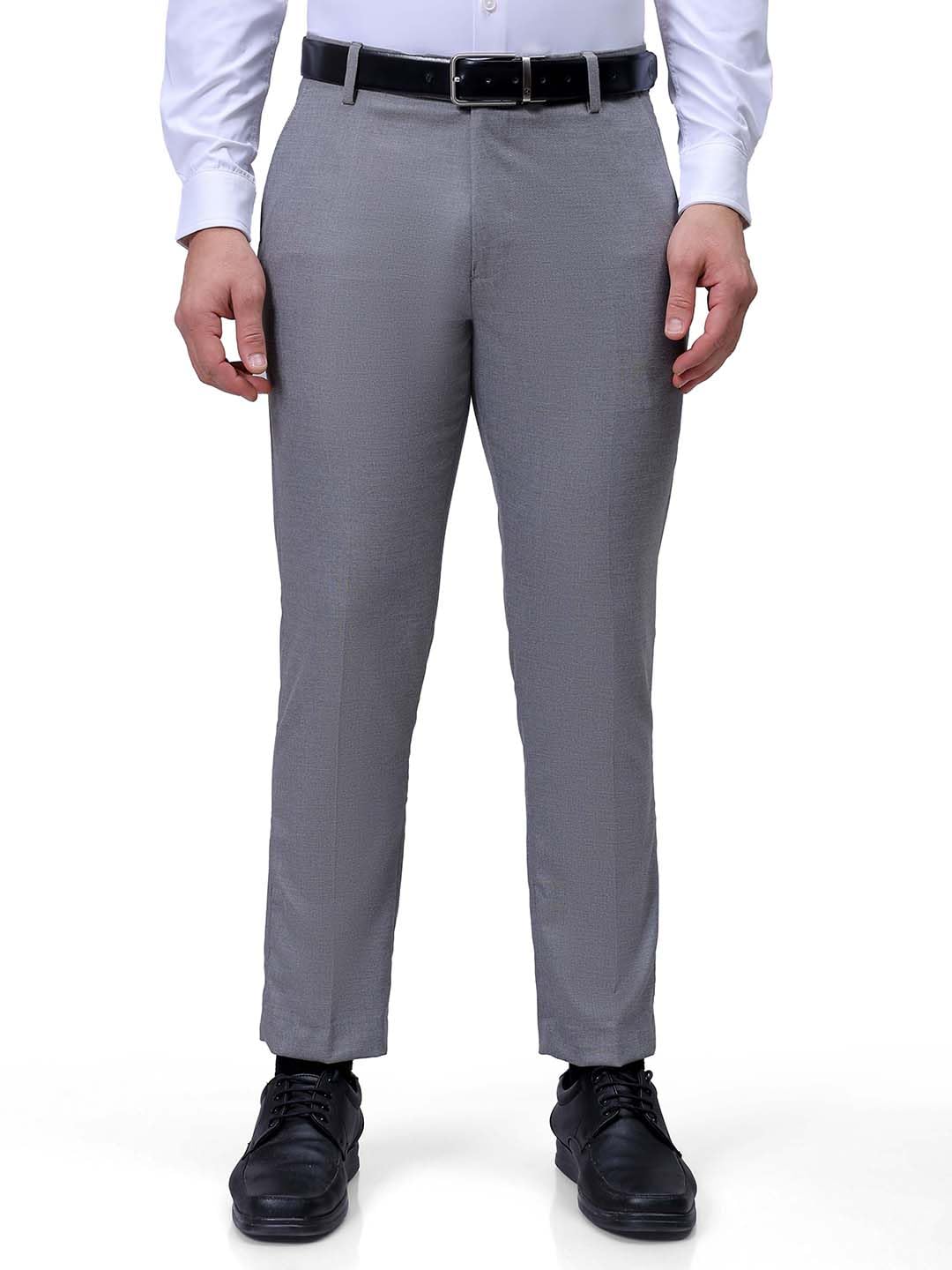 The Indian Garage Co Mens Slim Fit Self Design Formal Trousers Pants