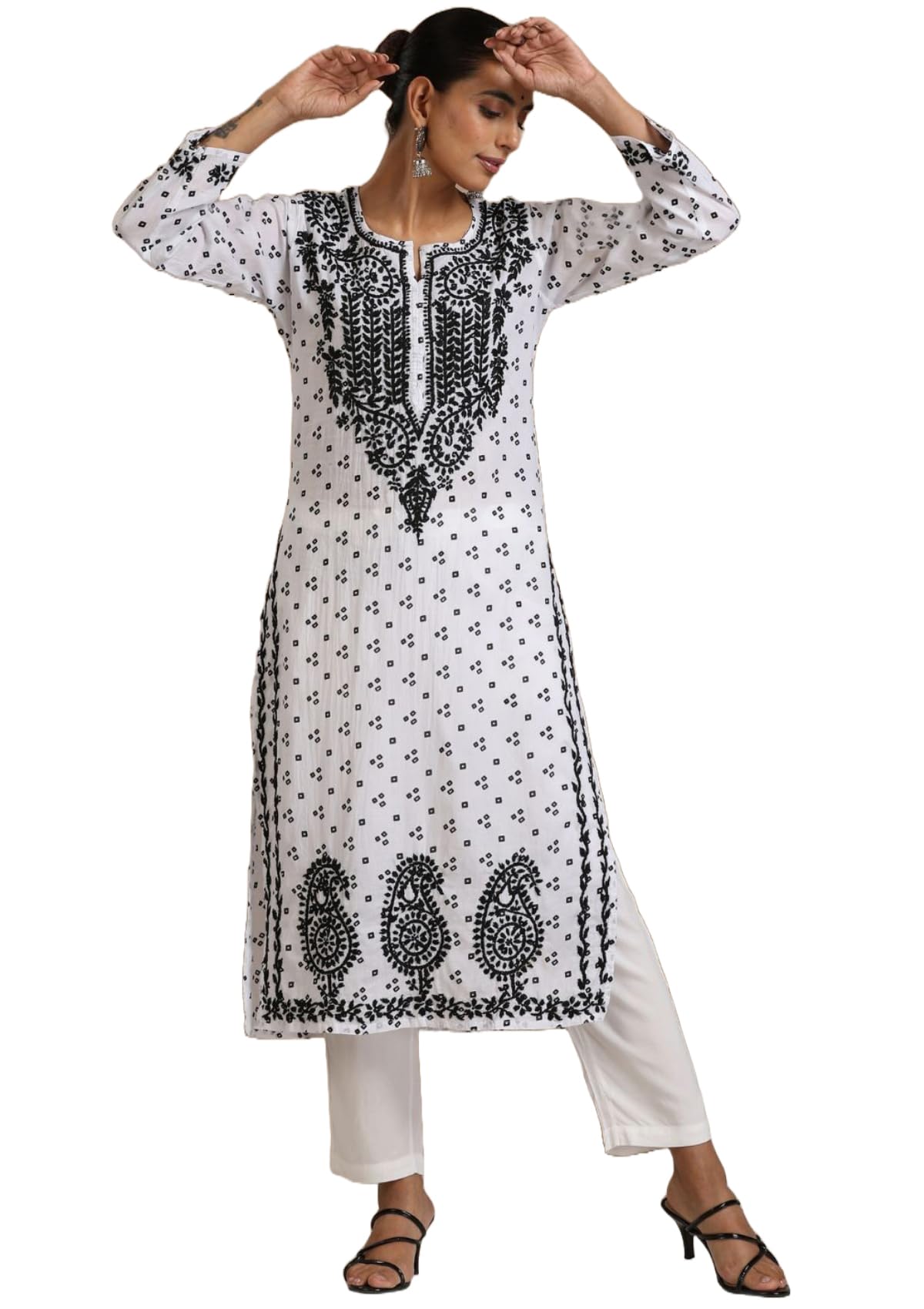 Anni Designer WomenS Rayon Blend Straight Printed & Embroidered Kurta (Panaya-White-Vks04_Xxl_White_Xx-Large)