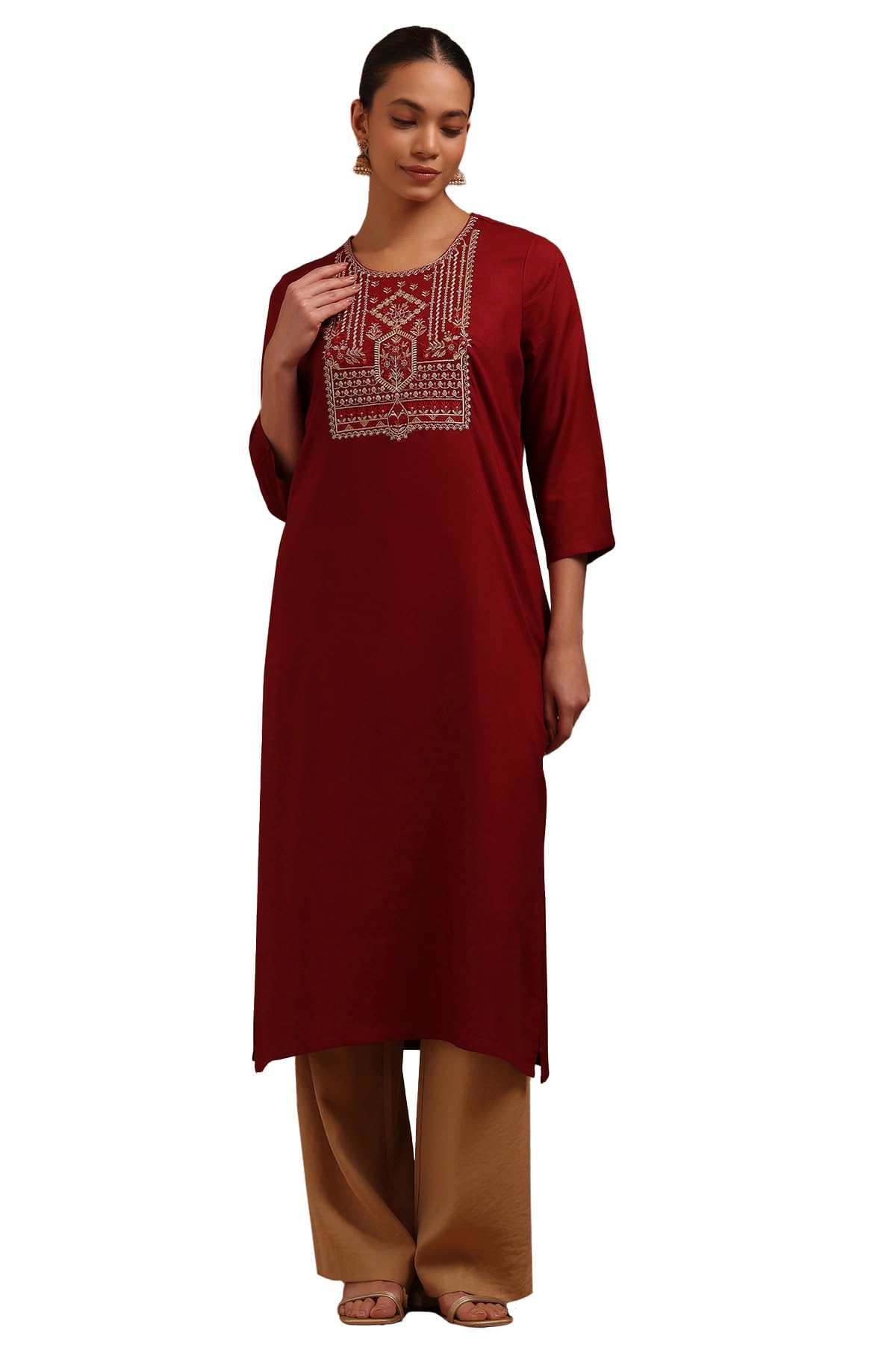 Soch Women Rayon Embroidered Kurta with Zari