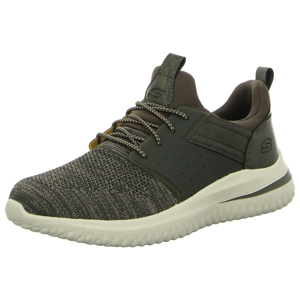 Skechers Men Delson 3.0 Cicada Knitted Bungee Lace Slip-On Casual Shoes