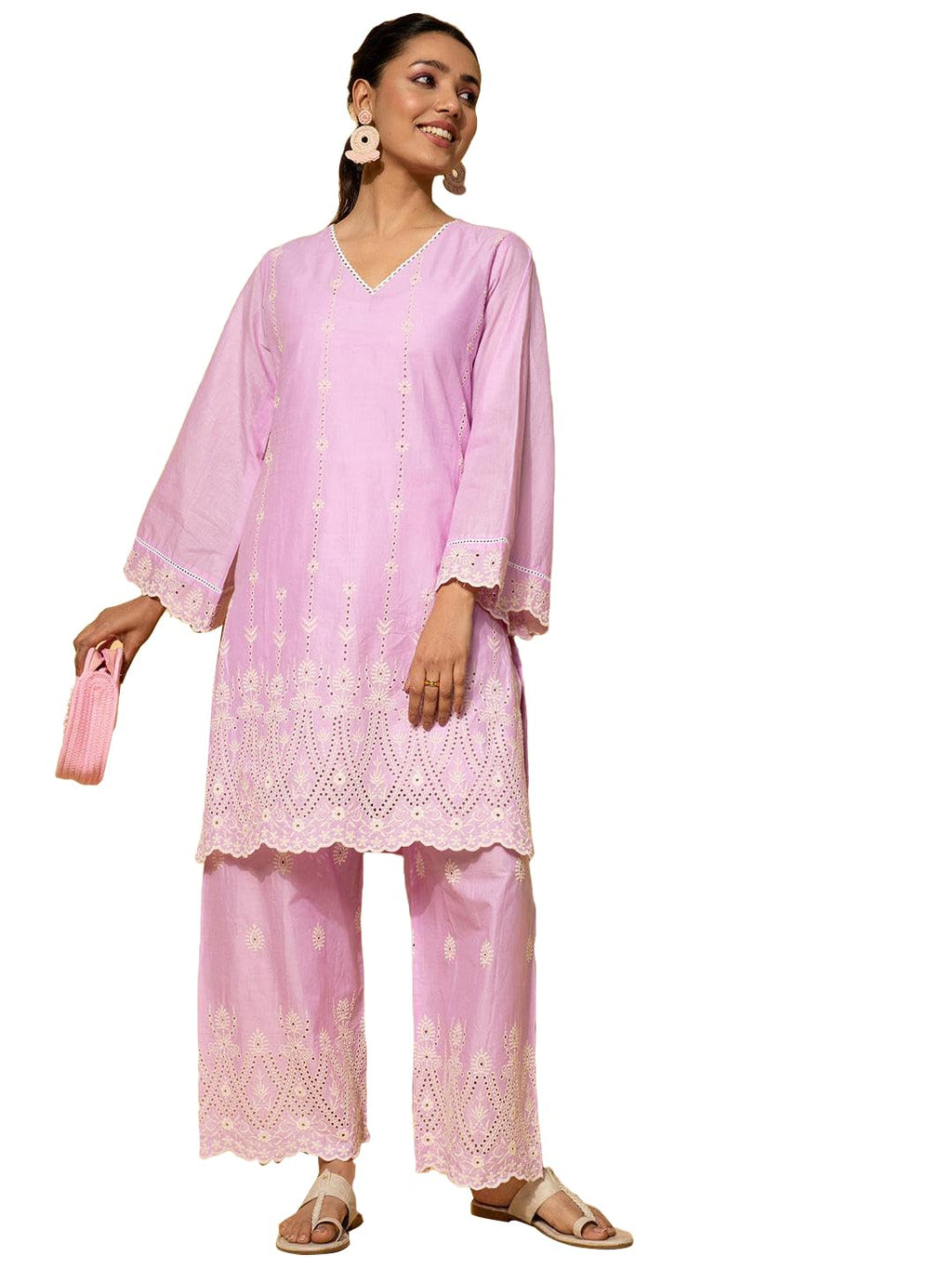 Libas Womens Embroidered Cotton Co-Ord Set For Women