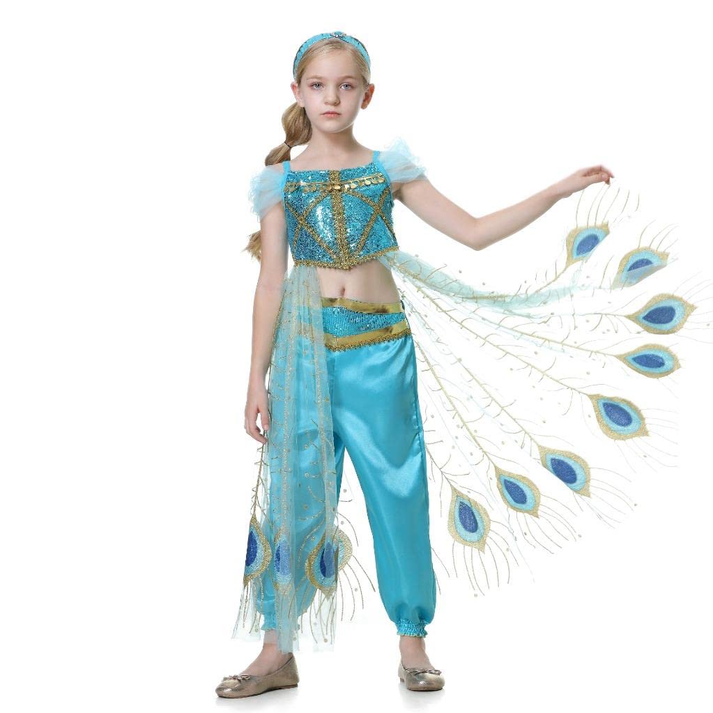 Dressy Daisy Arabian Princess Costume Halloween Party Fancy Dress Up Belly Dance Wear Outfit for Toddler Girls Size 5T, Style G