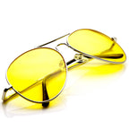 zeroUV Classic Metal Frame Yellow Tinted Night Driving Aviator Sunglasses (Silver-Black Yellow)