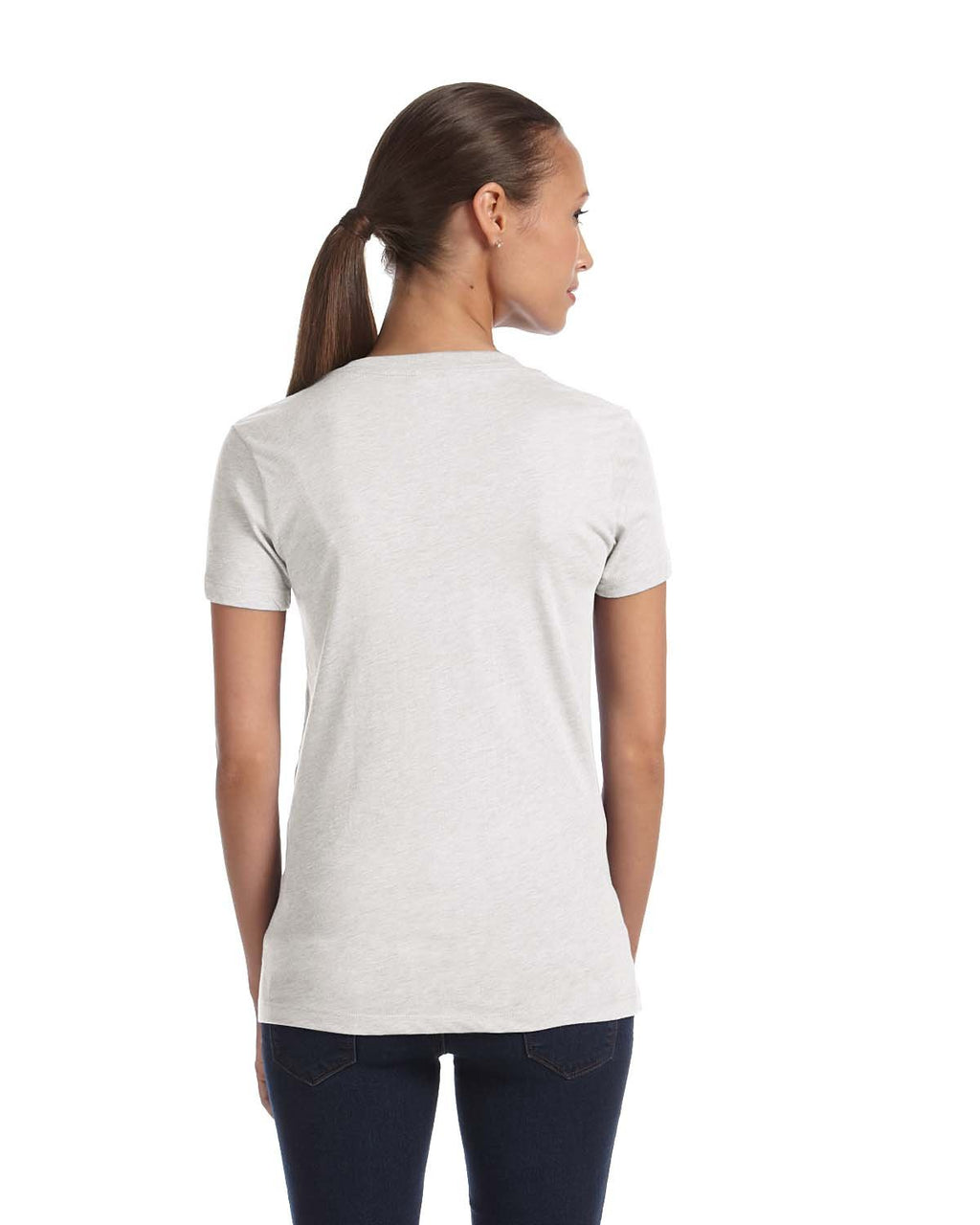 Ladies Triblend Short-Sleeve Deep V-Neck T-Shirt - BLUE TRIBLEND - S(D0102H7WBK6)