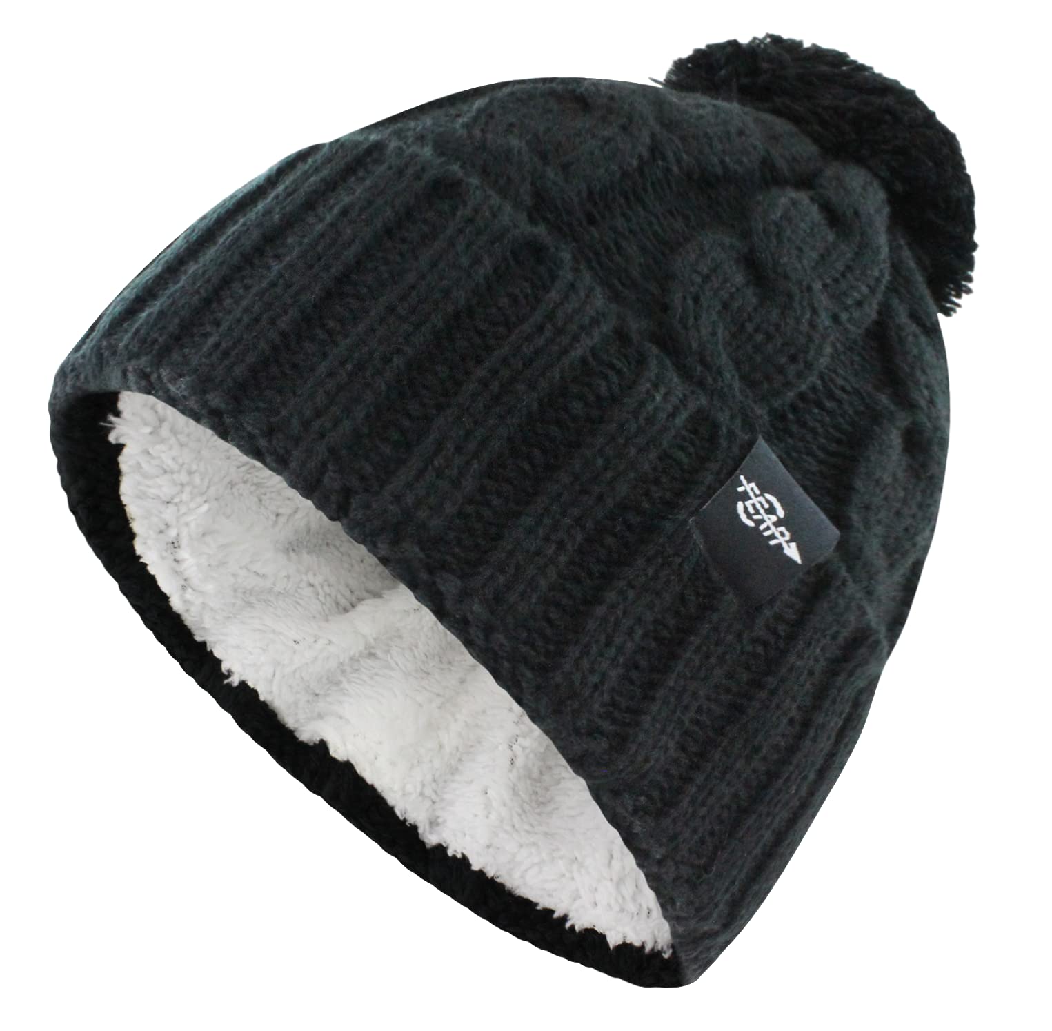 Fear0 NJ Warmest Plush Insulated Lining Knit cable cuff Fold Beanie Hat Women(D0102H79VZJ)
