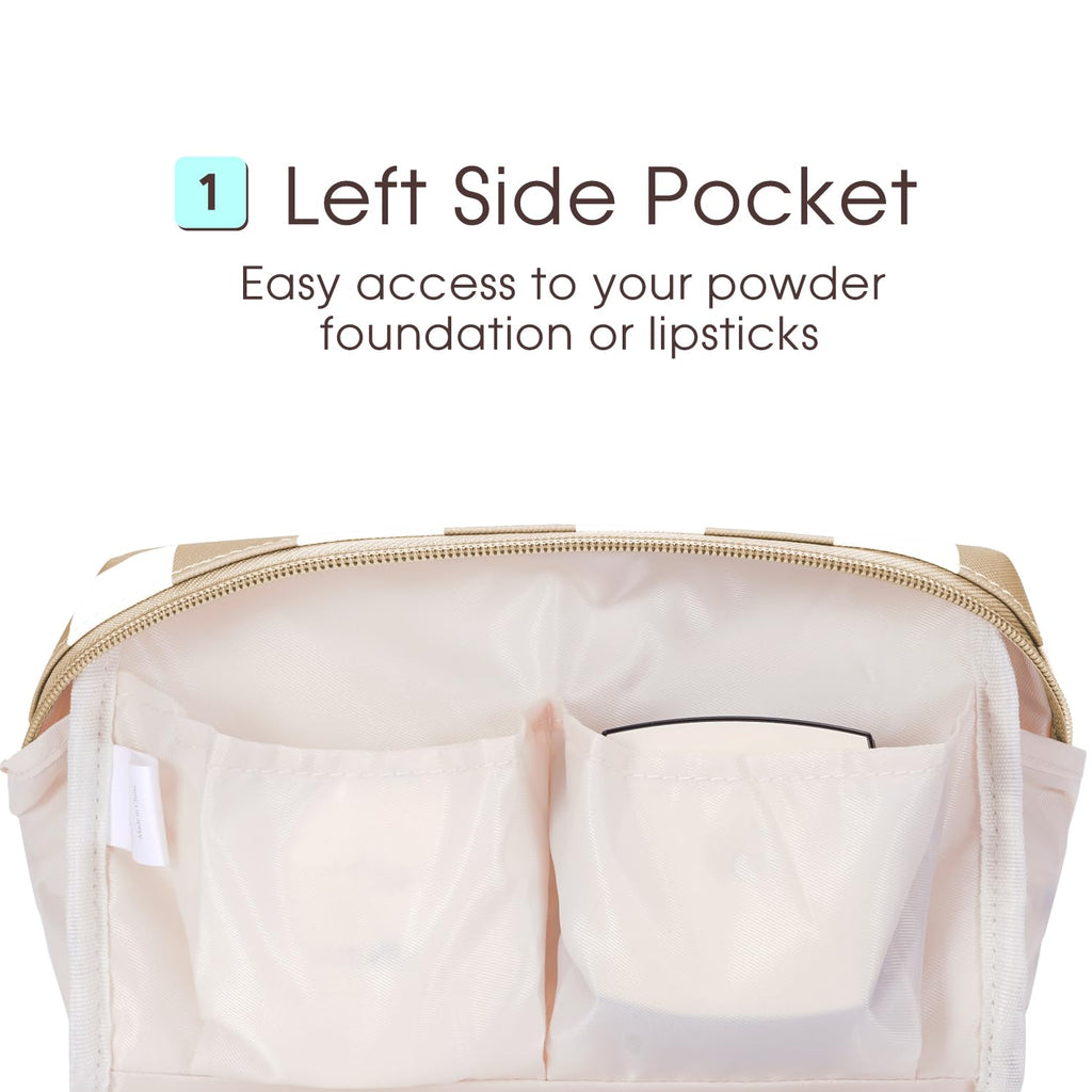 Large Vegan Leather Makeup Bag Zipper Pouch Travel Cosmetic Organizer for Women (Large, Light Checkerboard)