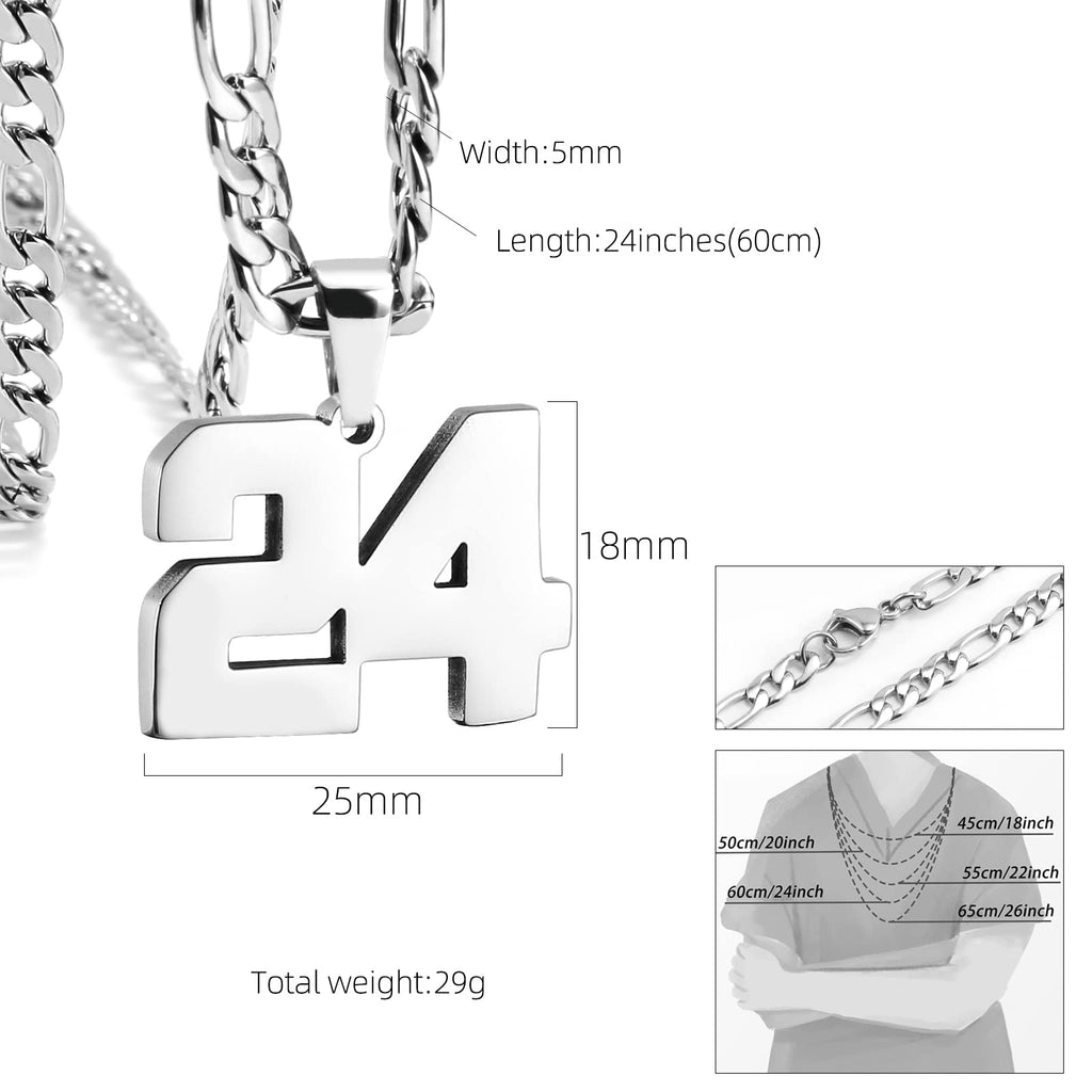 MIMITLTY Personalized Jersey Number Necklaces for Mens,Athletes Stainless Steel Sport Number Pendant Chain for Boys Baseball/Bas