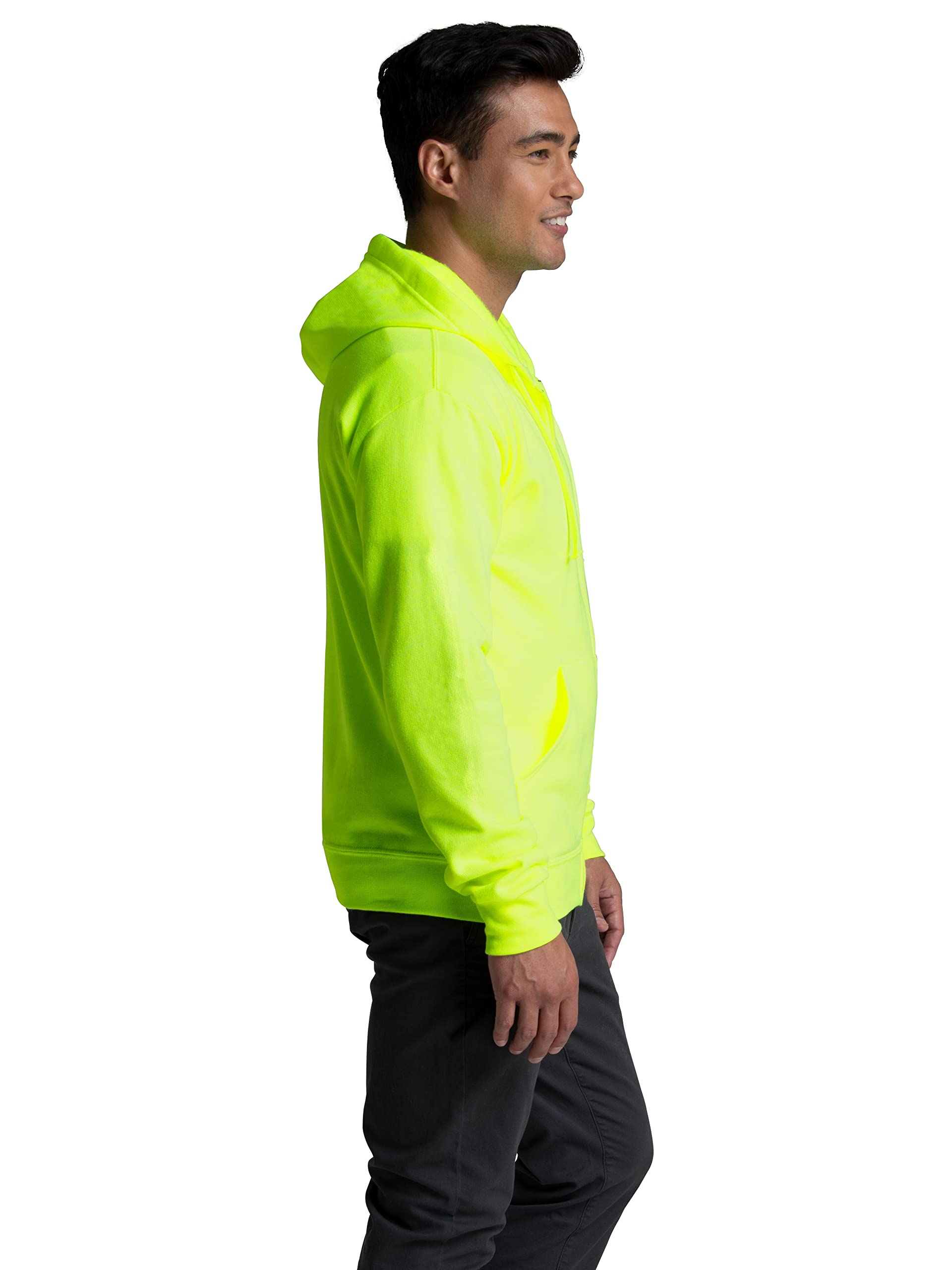 Fruit of the Loom Eversoft Fleece Hoodies, Pullover, Moisture Wicking & Breathable, Sizes S-4x, Safety Green Full Zip