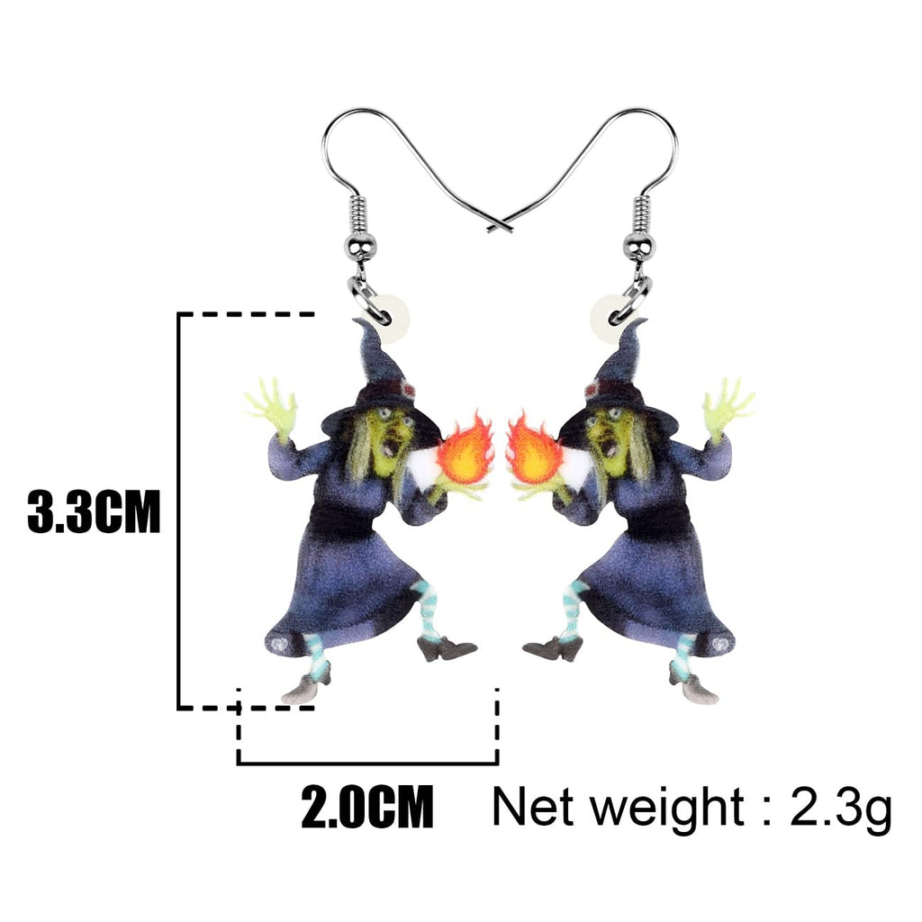 NEWEI Cute Acrylic Halloween Witch Pumpkin Earrings Big Long Dangle Drop For Women Festival Jewelry Gifts Charm