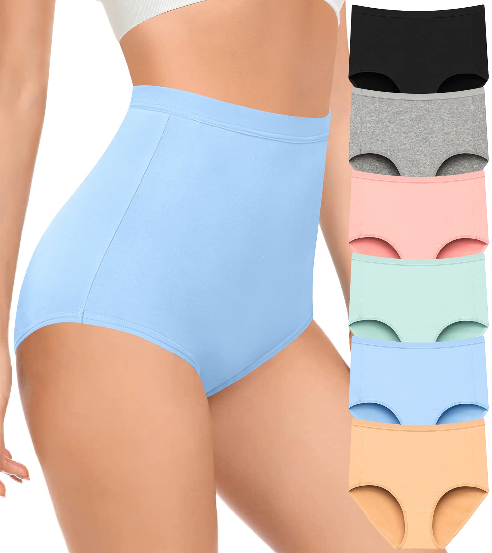 Envlon Womens Underwear Cotton High Waisted Panties Pack Postpartum Maternity Underwear Plus Size Ladies Briefs Undies Panty