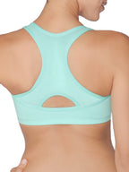 Fruit of the Loom Women's Front Close Builtup Sports Bra, Mint Chip/White, 38
