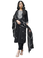 Sanisa Women'S Rayon Blend Sequins Embroidery Straight Kurta With Pant And Dupatta Set (178Kbd1905N-S_Black)