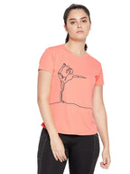 Clovia Womens Comfort Fit Activewear Short Sleeves Sports T-Shirt (AT0112B34_Peach_XL)