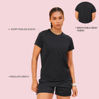 Enamor Womens Solid Relaxed Fit T-Shirt (A314_Jet Black