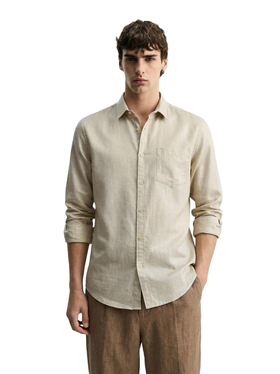 The Indian Garage Co Mens Slim Fit Solid Cutaway Collar Full Sleeves Shirt