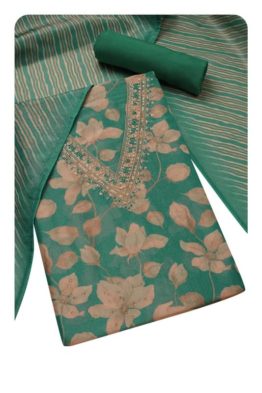 Soch Women Tissue Floral Print Unstitch Dress Material with Sequins