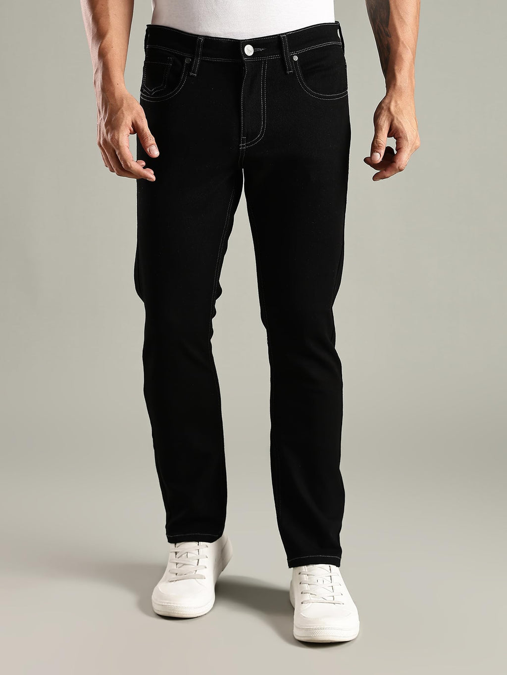 Thomas Scott Mens | Mild Fade | Stright Fit | Denim | Regular Wear | Stretchable | Casual Jeans for Men Black