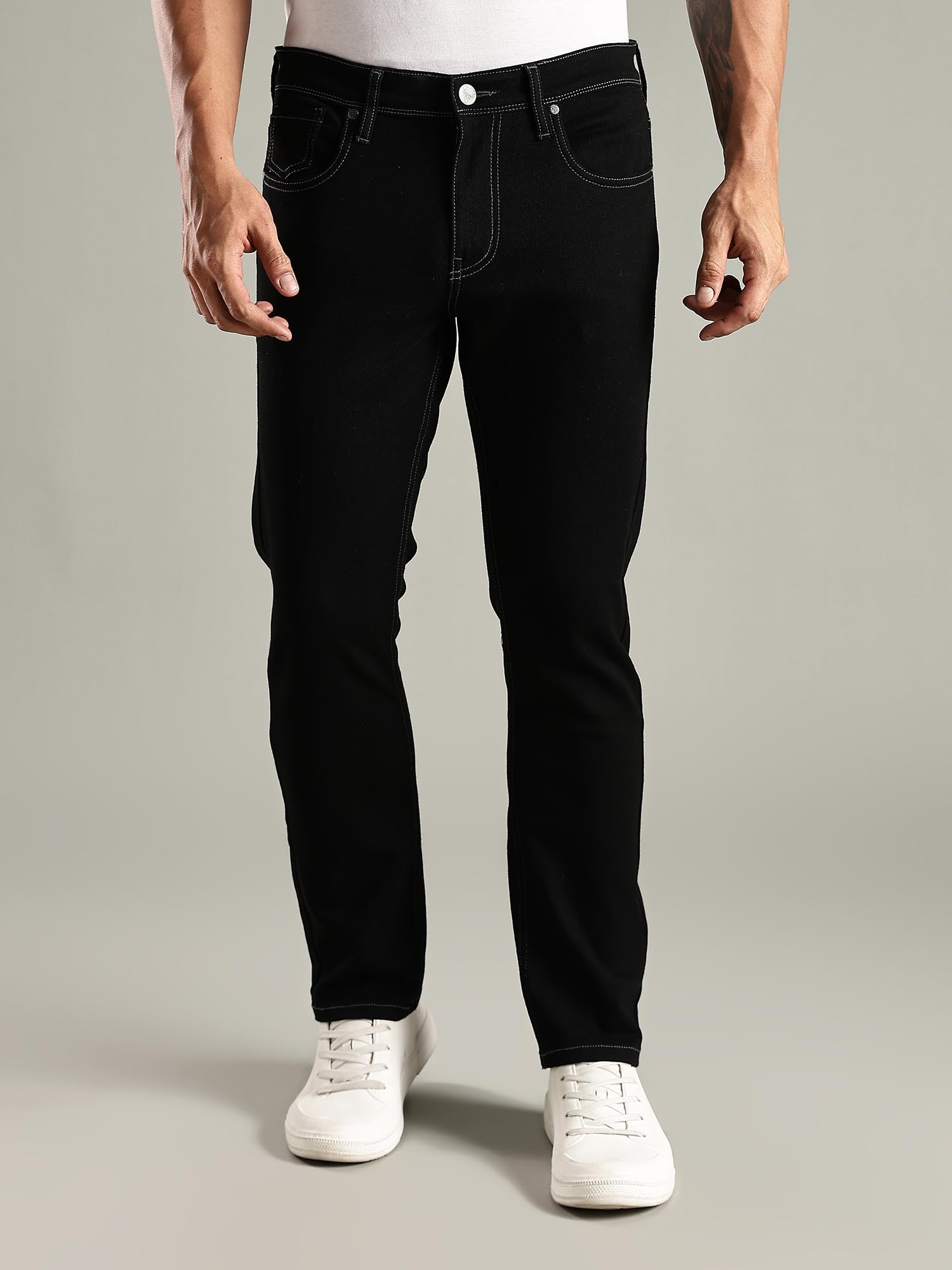 Thomas Scott Mens | Mild Fade | Stright Fit | Denim | Regular Wear | Stretchable | Casual Jeans for Men Black