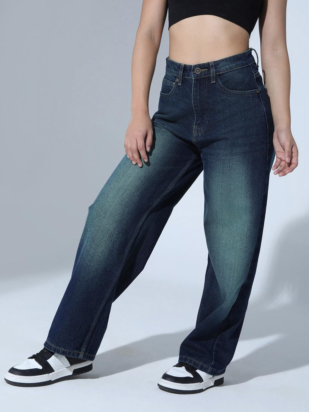 Hubberholme Women Blue Cotton Relaxed Fit High-Rise Jeans