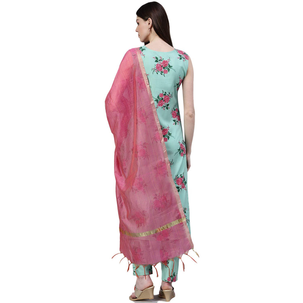 Stylum Women'S Printed Rayon Straight Kurta With Pant & Dupatta Set