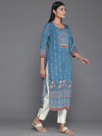 Libas WomenS Crepe Printed Straight Kurta (26560_Teal