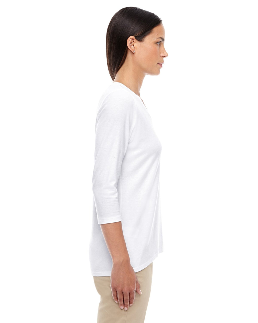 Ladies Perfect FitBracelet-Length V-Neck Top - WHITE - XS(D0102H76W3X)