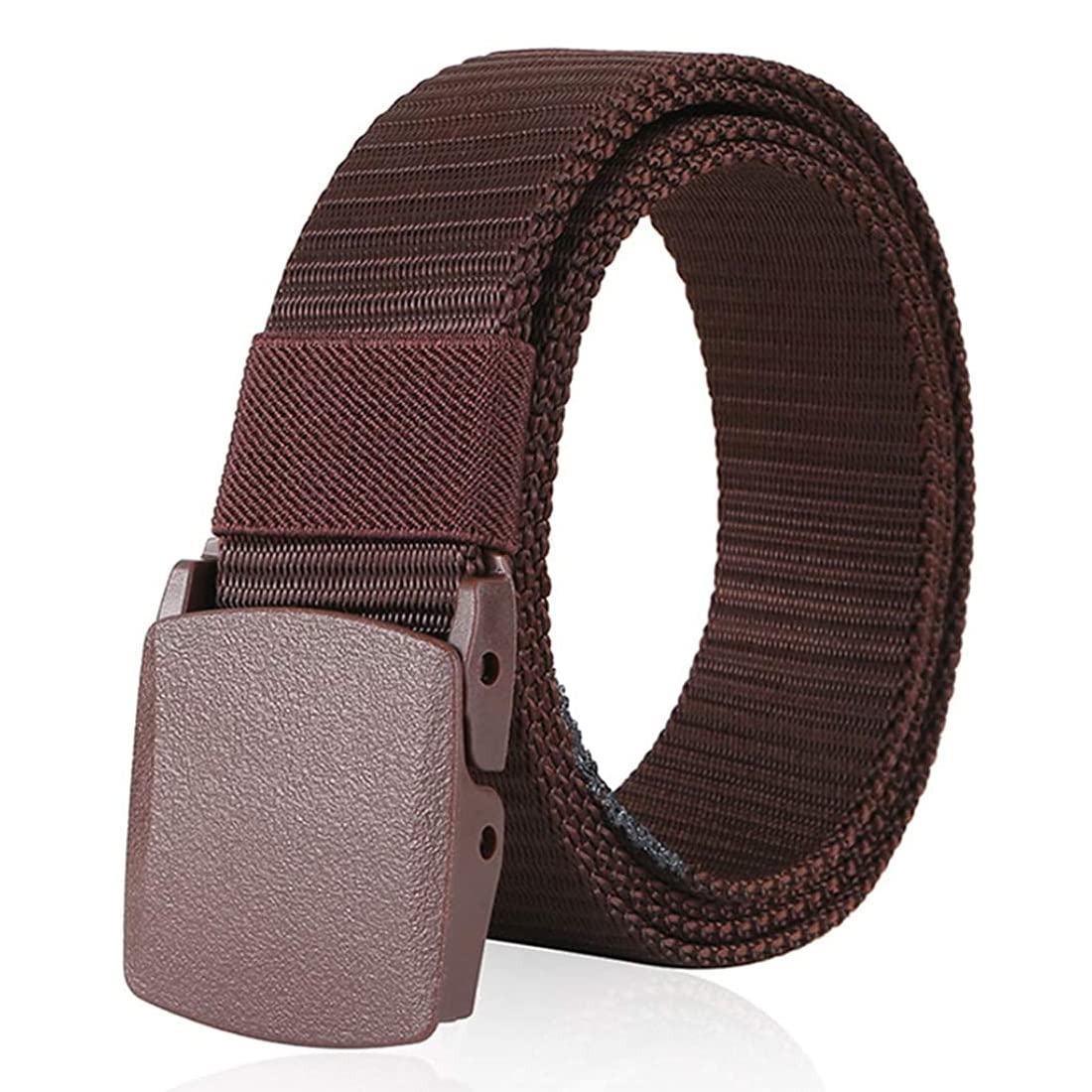 Zoro MenS Tactical Belt Nylon Military Style Webbing Belt With Plastic Buckle, Brown Color 44