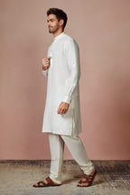 Manyavar Mens Kurta, Full Sleeve Mandarin Collared Ethnic Knee Length Kurta, Linen Kurta For Festival, Wedding, Party, Anniversa