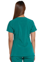 Dickies EDS Essentials Scrubs, V-Neck Womens Tops with Four-Way Stretch and Moisture Wicking DK615, XXS, Teal Blue