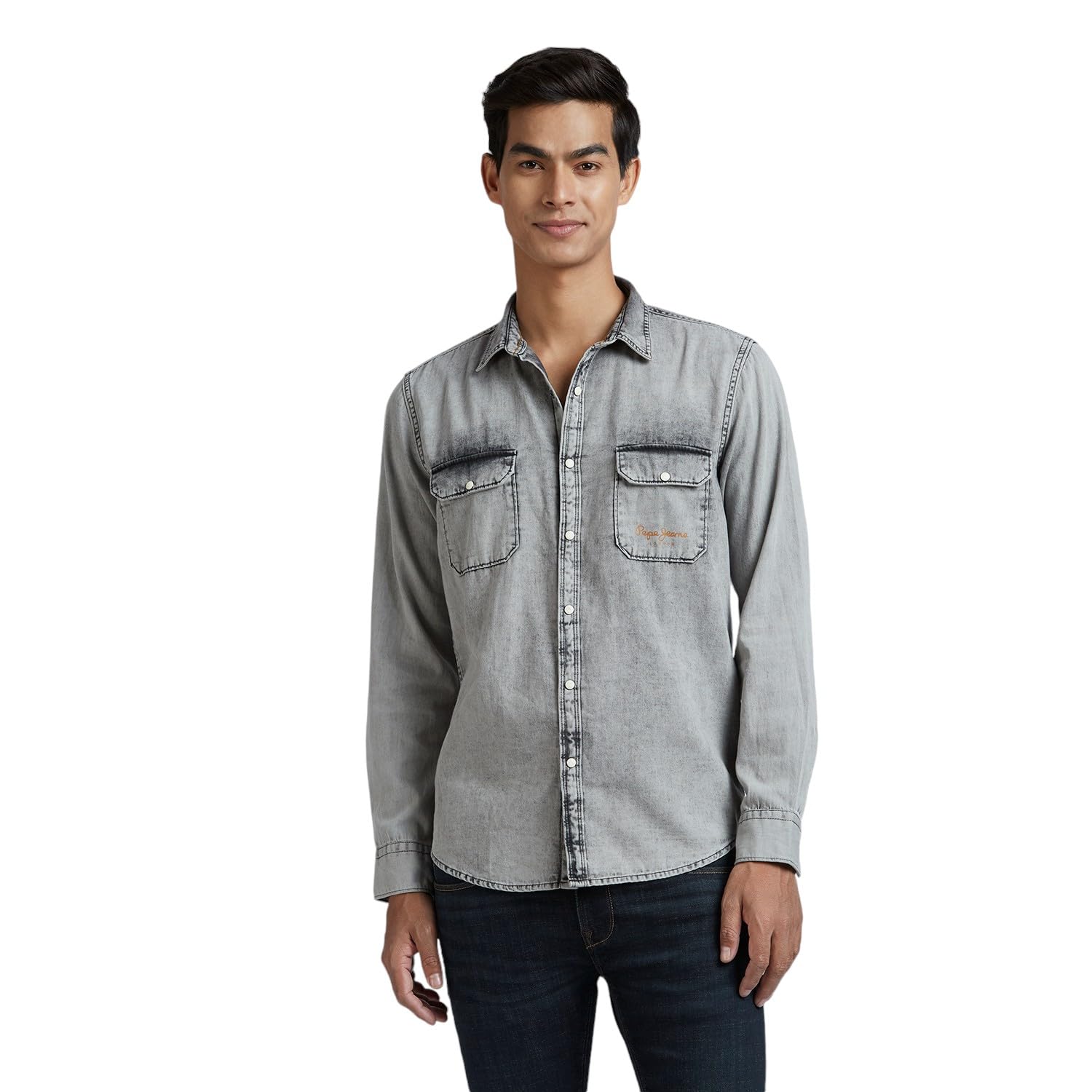 Pepe Jeans MenS Regular Fit Shirt (Pm308693F49_Ice Blue Wash