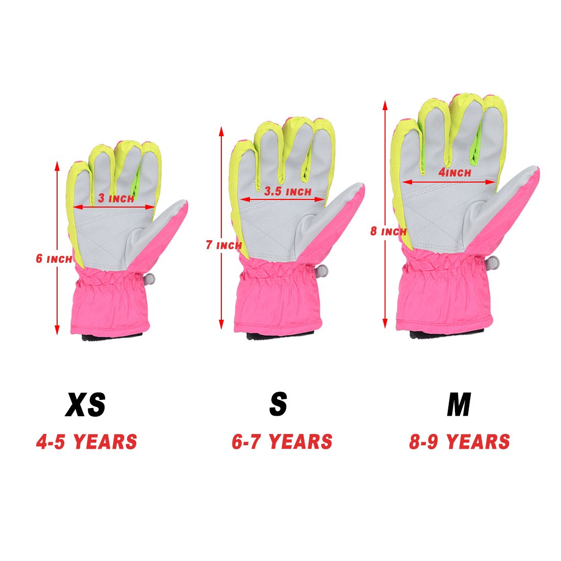 AMYIPO Kids Winter Snow Ski Gloves Children Snowboard Gloves for Boys Girls (Pink-3, 4-5 Years)