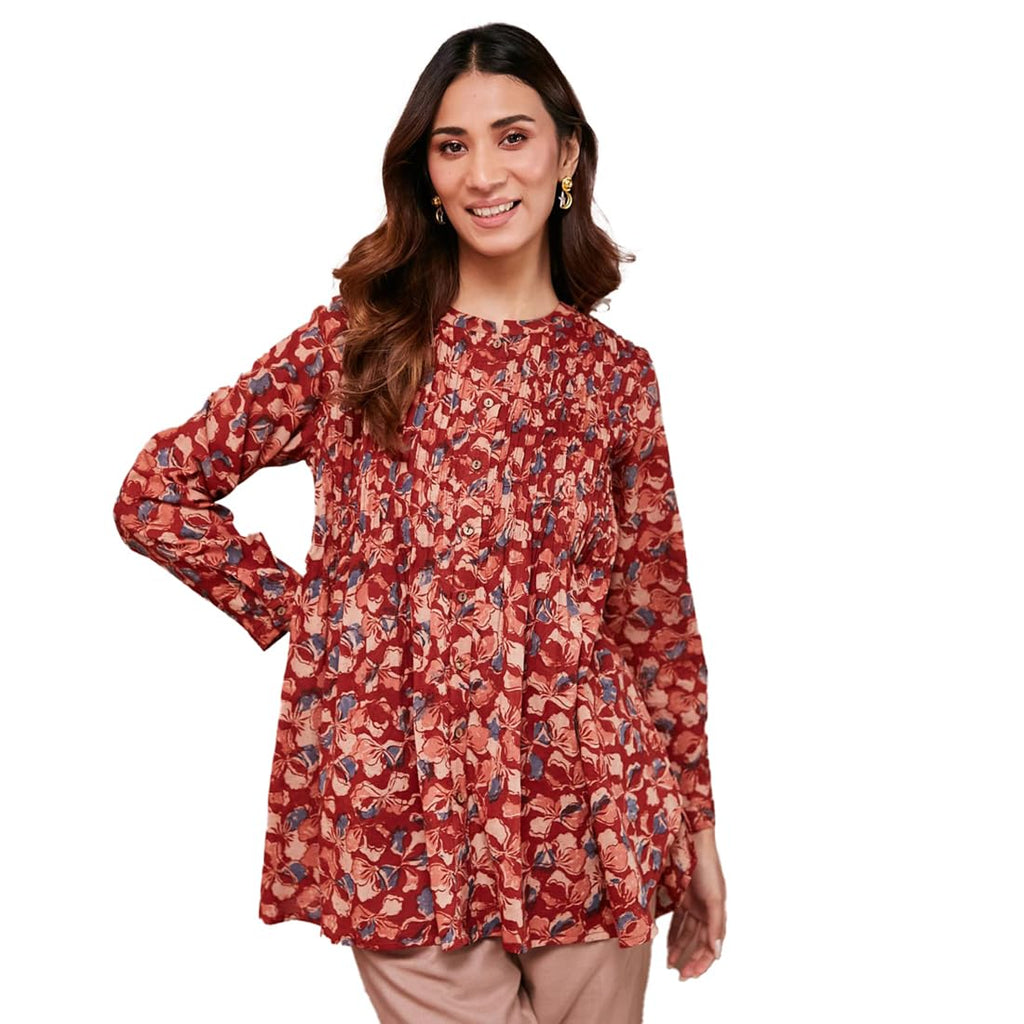Fabindia Women'S Printed Regular Fit Tunic (1038739Red_Red