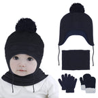 Hicdaw 6PCS Toddler Winter Hats and Baby Mittens Gloves Neck Warmer Set Baby Winter Hat Scarf Gift for Kid Boys Girls(Navy)