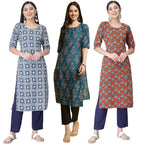 Pinkmint WomenS Crepe Printed Kurta Set Ethnic Wear Women Kurta Set Comfortable Kurta Set For WomenS(Pack Of 3)