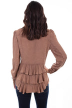 WESTERN YOKE BLOUSE W/BUSTLE BACK