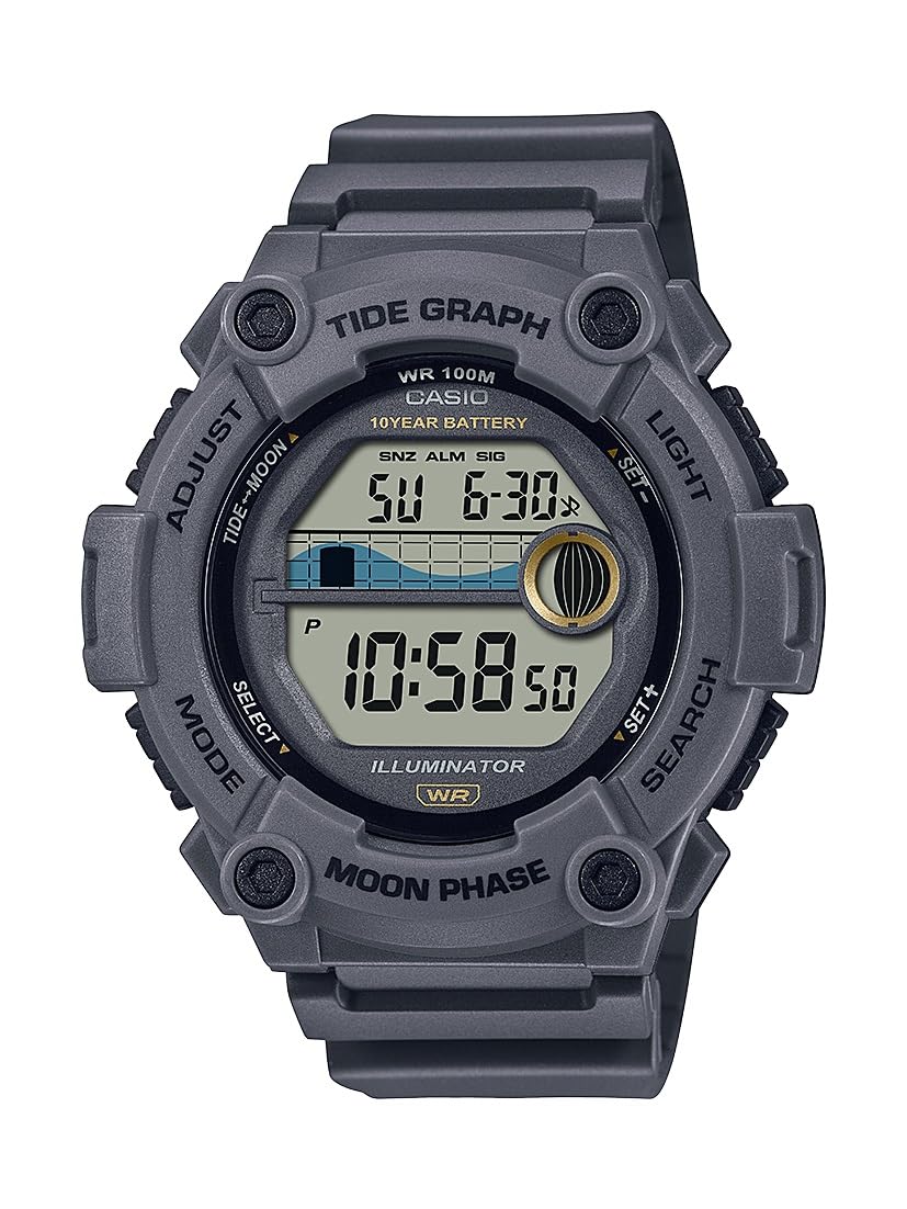 Casio Tide Graph Moon Phase Men's Sports Watch w/Illuminator (Model WS-1300H-8AV Gray)