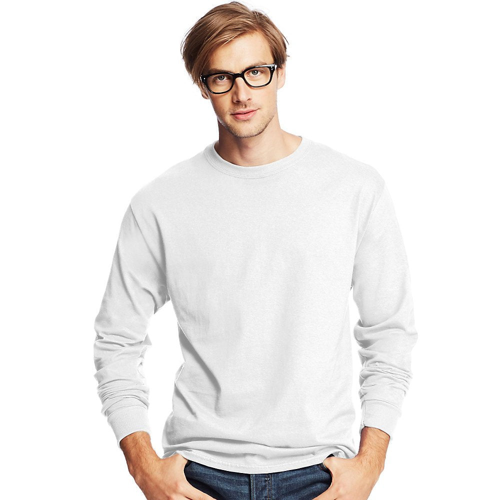 Mens 52 oz comfortSoft cotton Long-Sleeve T-Shirt - WHITE - S(D0102H7KT06)