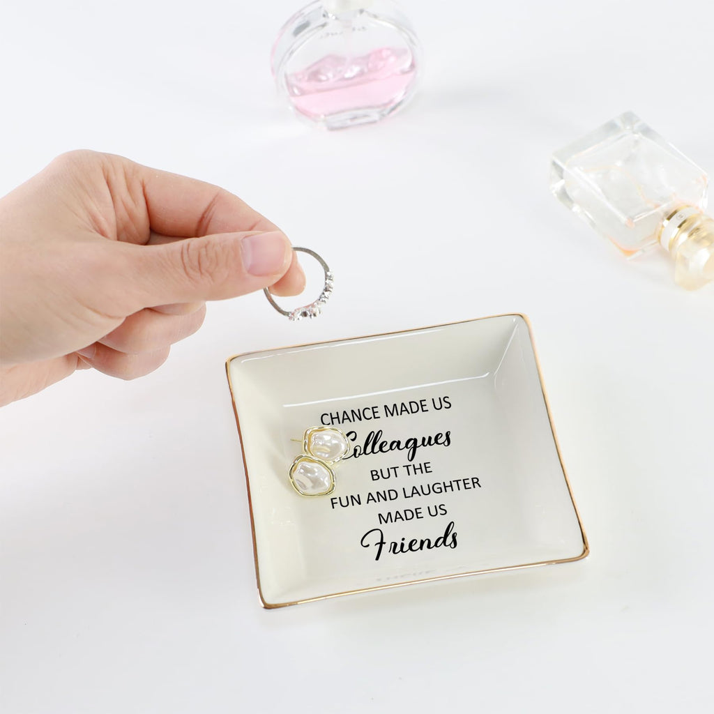 HOME SMILE Colleague to Friend Gifts for Women Jewelry Tray- Retirement Leaving Farewell Appreciation Birthday Christmas-Chance
