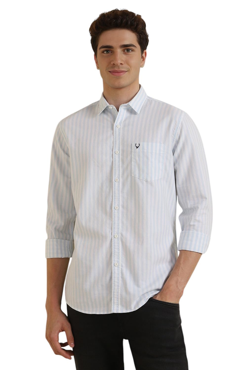 Allen Solly Men Regular Fit Striped Casual Cotton Full Sleeve Shirt