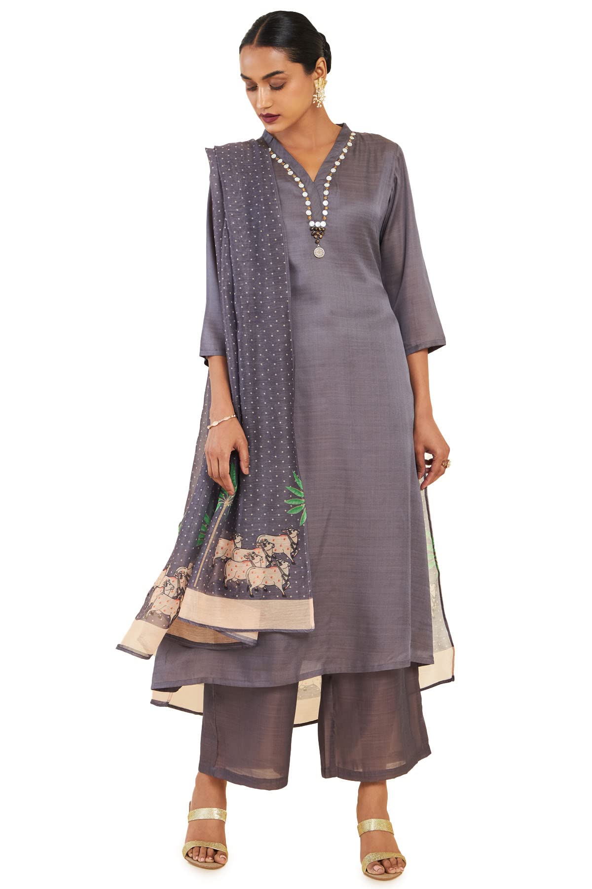 Soch Women Silk Solid Suit Set
