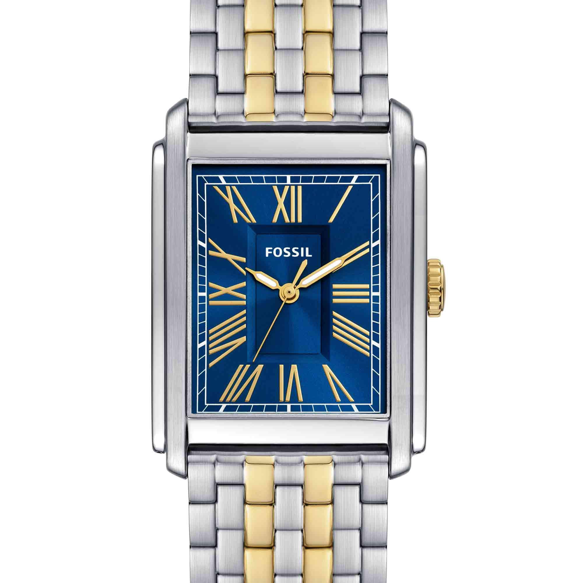 Fossil Men's Carraway Quartz Stainless Steel Three-Hand Watch, Color: Silver/Gold (Model: FS6010)