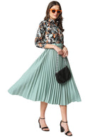 Kzully WomenS Print 3/4 Sleeve Pleated Midi Dress With Belt