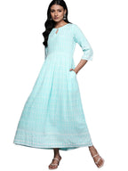 Libas WomenS Rayon Fit And Flare Maxi Dress (26268_Blue