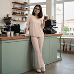 BlissClub AirMelt TM Apple Hem Tee | V-Neck | 3/4 th Sleeves | Apple Hem Bottom | Easy Drape | Weightless Fabric | Cool-to-Touch