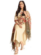 ANNI DESIGNER Womens Rayon Viscose Floral Straight Kurta with Pant & Dupatta (Dhar-CLRS-RB_Cream_Large)