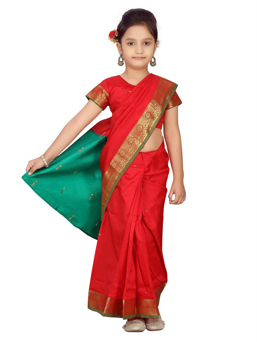 Aarika silk Girls Red Colour Saree (Sr-20690-Red-16)