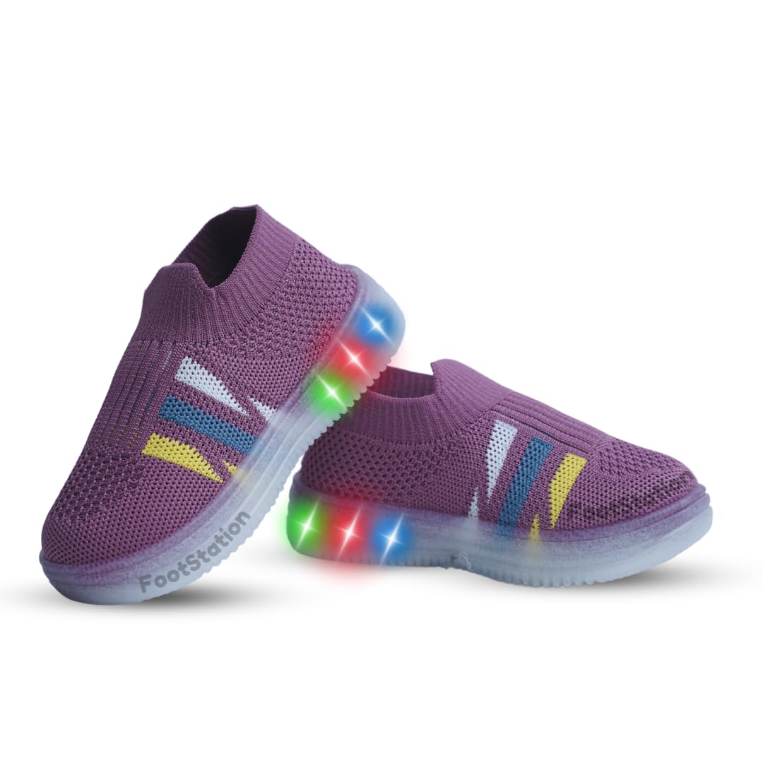 Footstation: Boys & Girls Breathable Led LightUp Shoes | Breathable, Shock Absorbing And Soft Sole Mocassion Shoes For Energeti 15-18