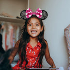 LYLIN Mouse Ears Headband, Sequin Ears Headbands with Bow Halloween Hairs Accessories for Girls Women Birthday Party Cosplay Cos