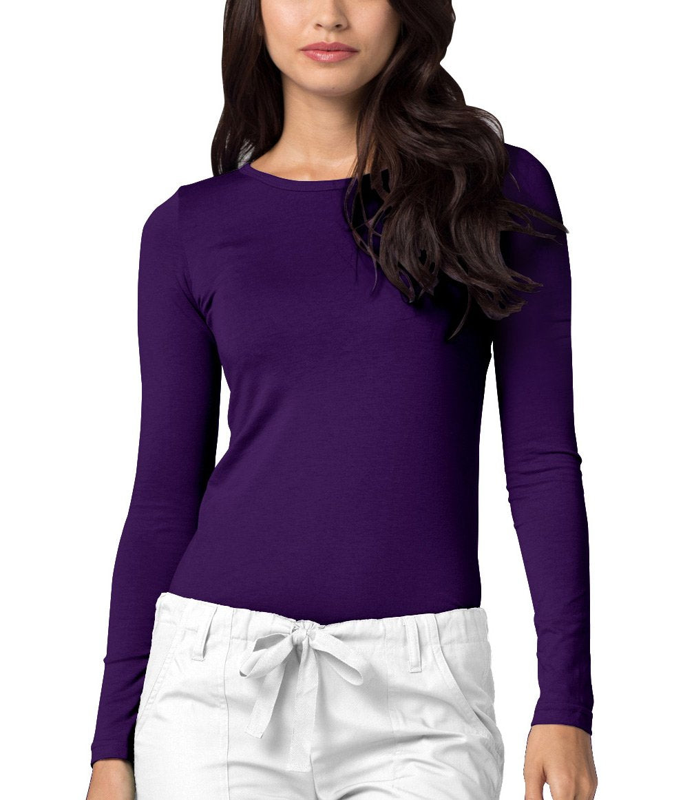 Adar Underscrubs for Women - Long Sleeve Underscrub Comfort Tee - 2900 - Purple - M
